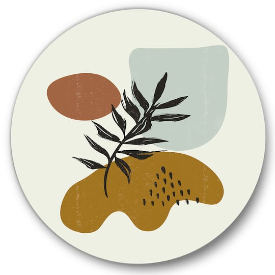 Designart - Botanical Minimalist Leaf With Abstract Shapes II